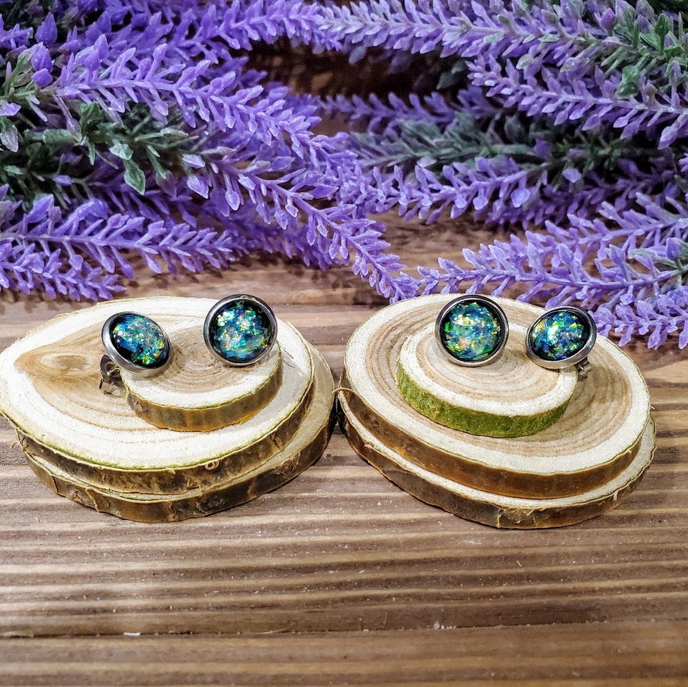 Earrings Created Black Opal studs